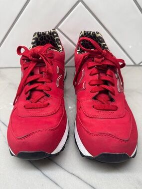 New Balance WL574SPR, a vibrant red colorway from the "High Roller Pack